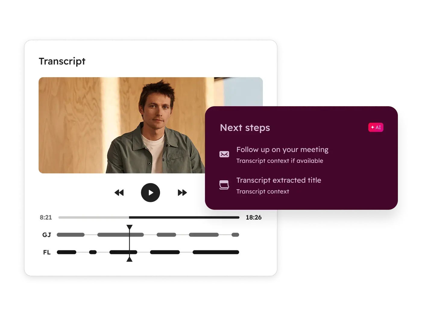 SUI of sales hub's lead management software ai meeting assistant screen