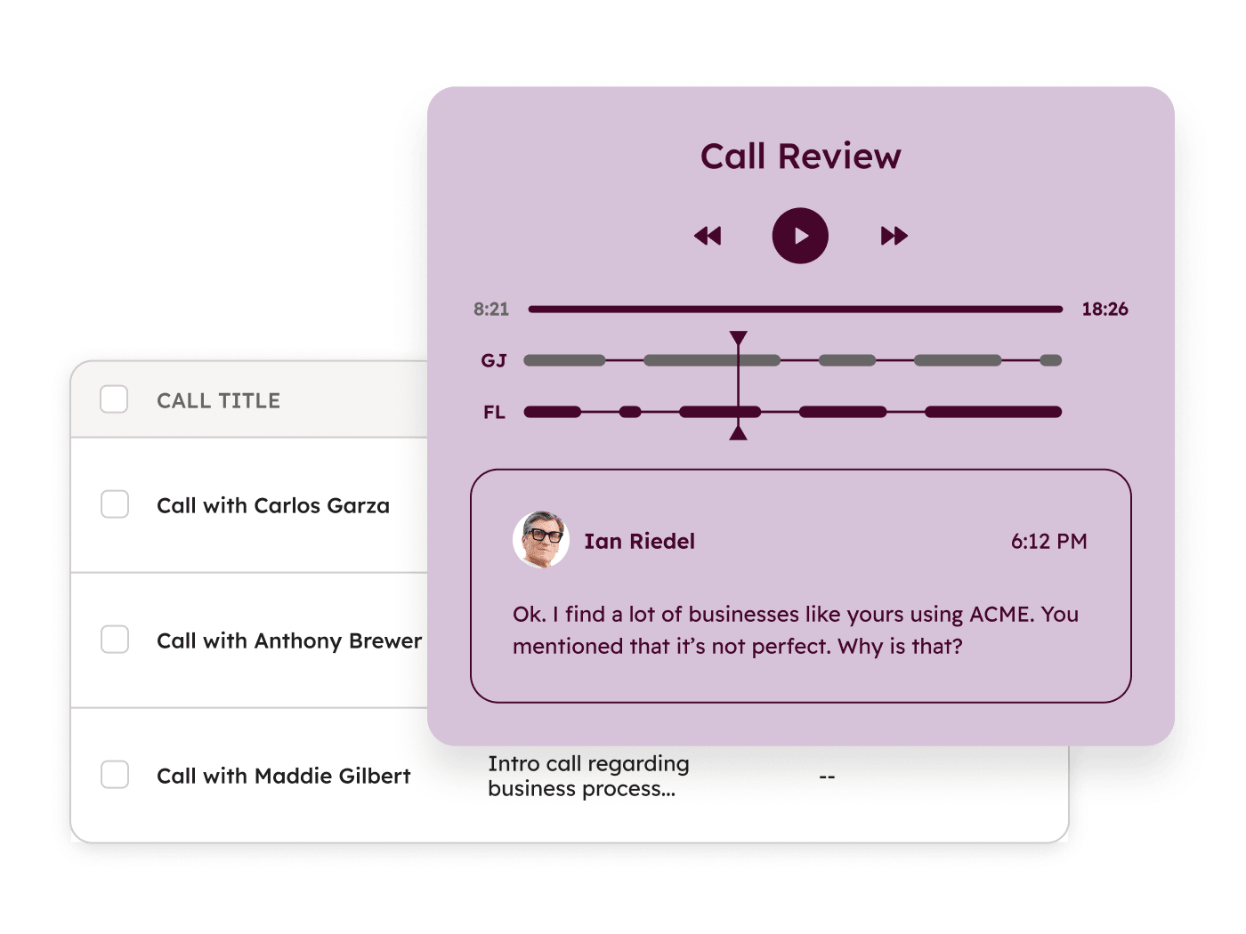 HubSpot UI showing call recordings automatically logged in the HubSpot Smart CRM