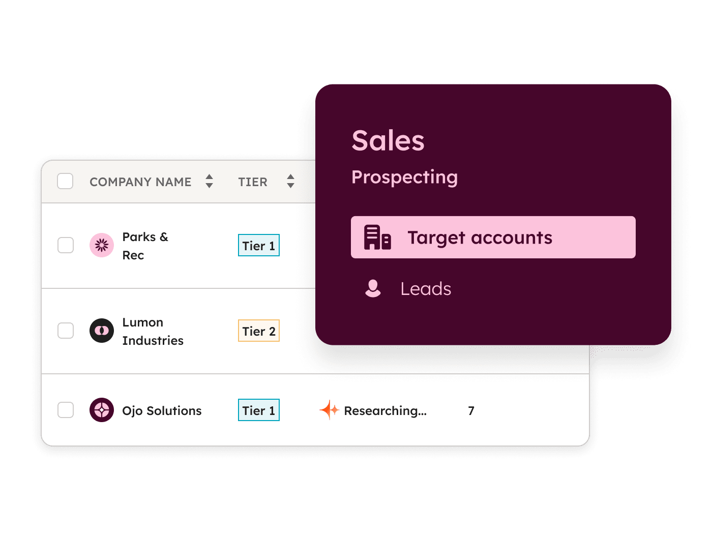 simplified user interface of sales hub's sales workspace account tab