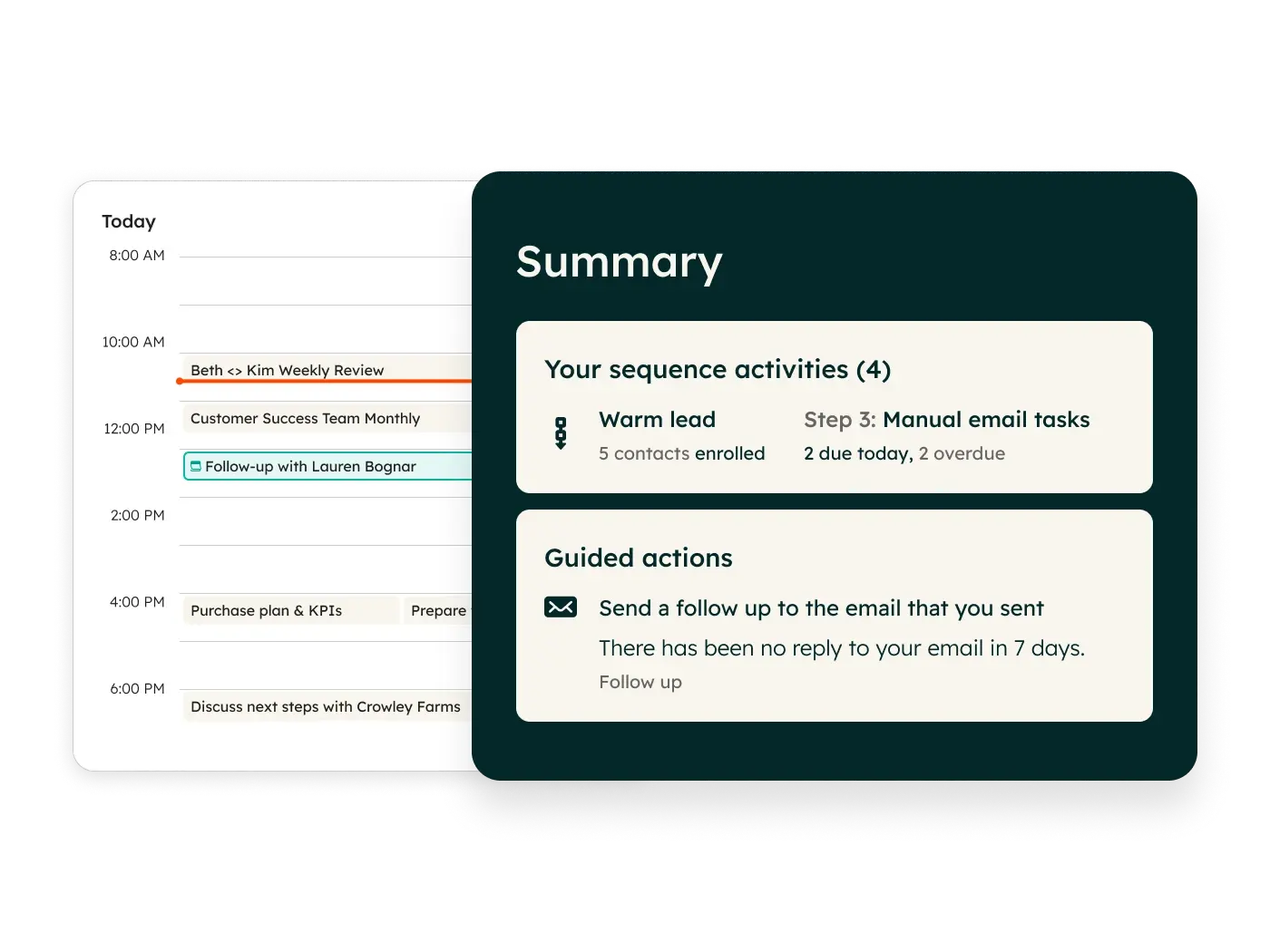 sui of sales hub's sales workspace with scheduling