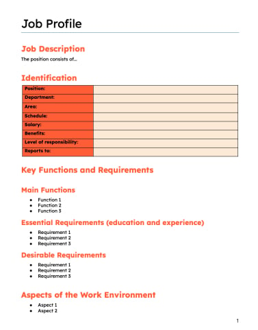 Job Competency Profile template