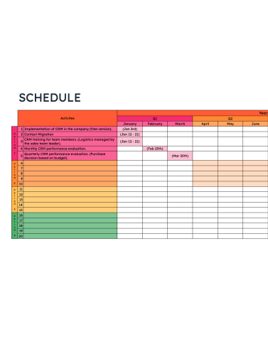 Project Schedule Template