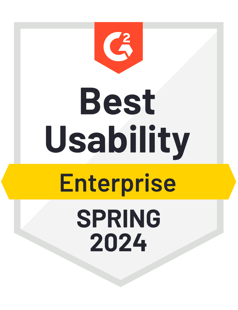 G2社による2023年夏のレポートで「Best Usability Enterprise」を獲得したことを示すバッジ