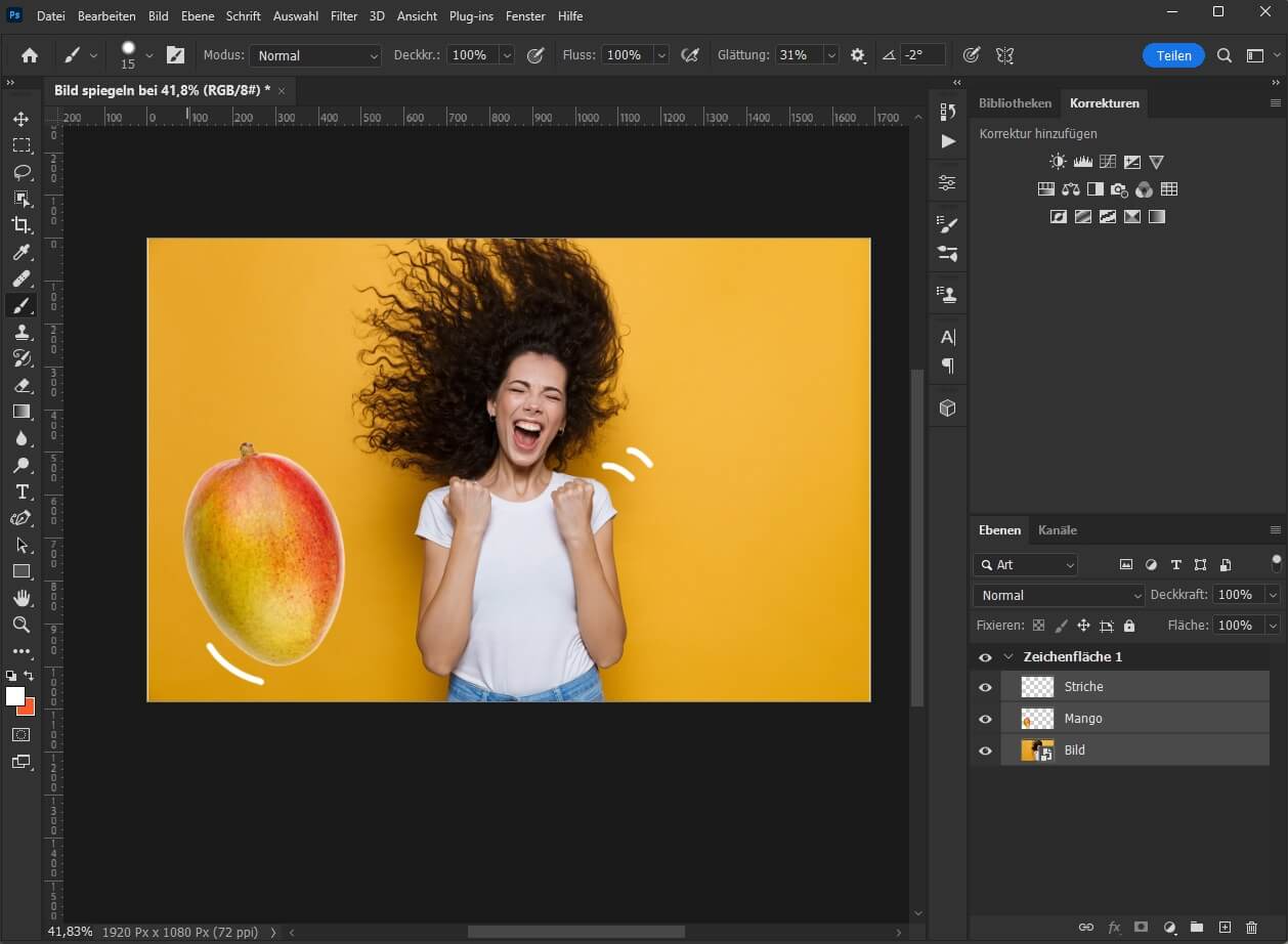 Ebene in Photoshop gespiegelt