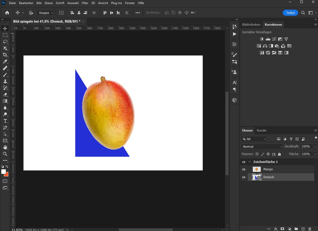 Objekt in Photoshop gespiegelt