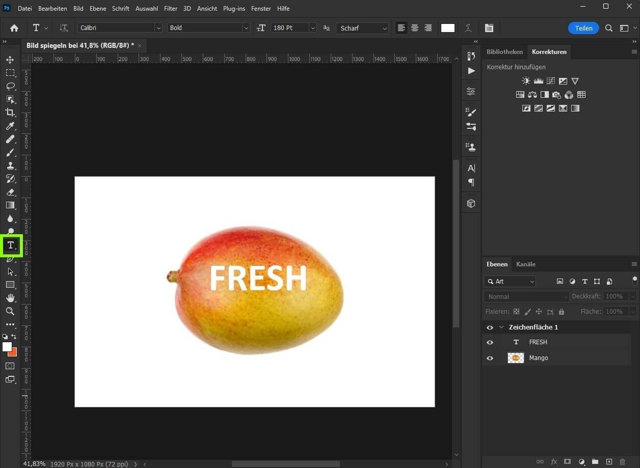 Text eines Bildes in Photoshop spiegeln