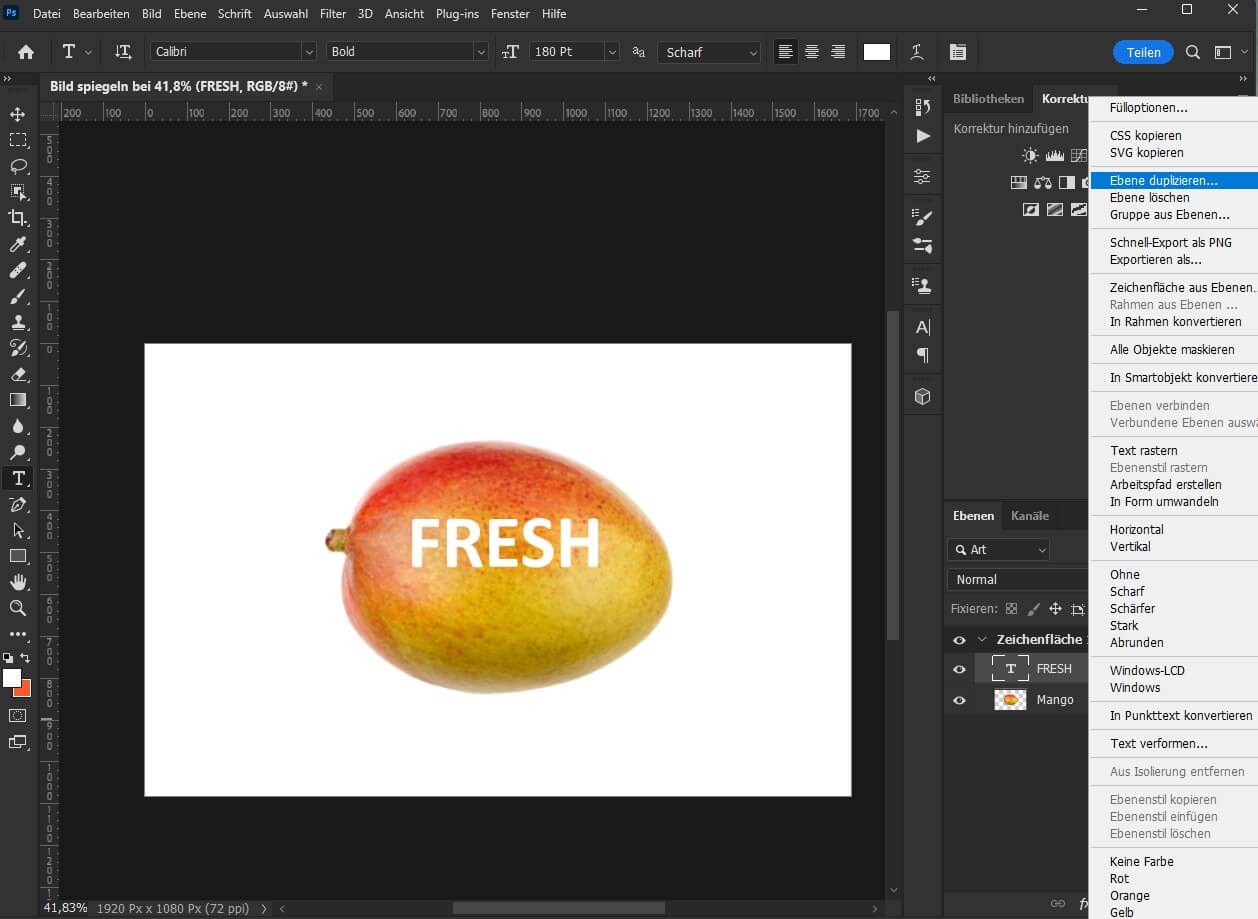 Ebene duplizieren in Photoshop