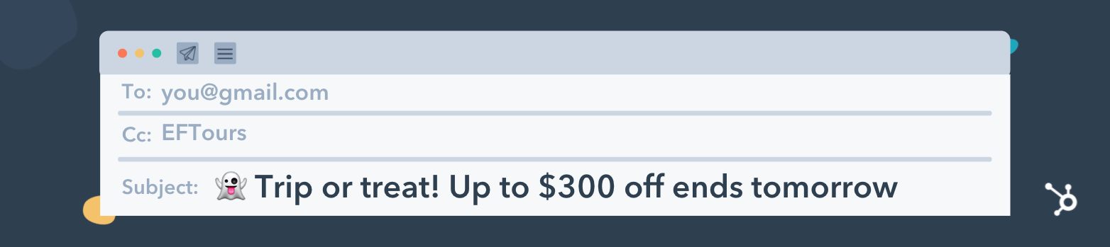 examples of catchy email subject lines: EF Tours