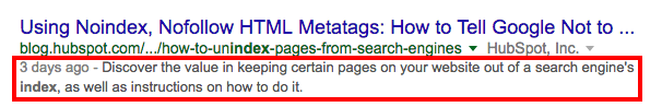 example of a meta description on google