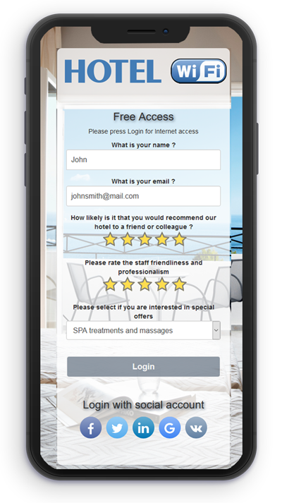 hotel wifi login feedback survey