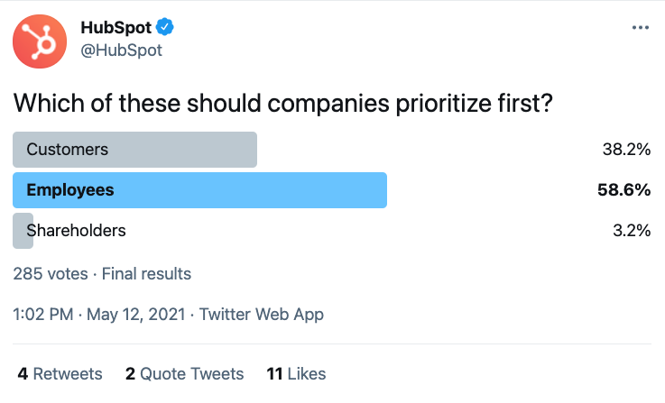 Twitter poll for customer feedback