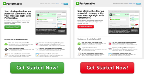 Marketing Variables to A/B Test: color a/b testing example green and red