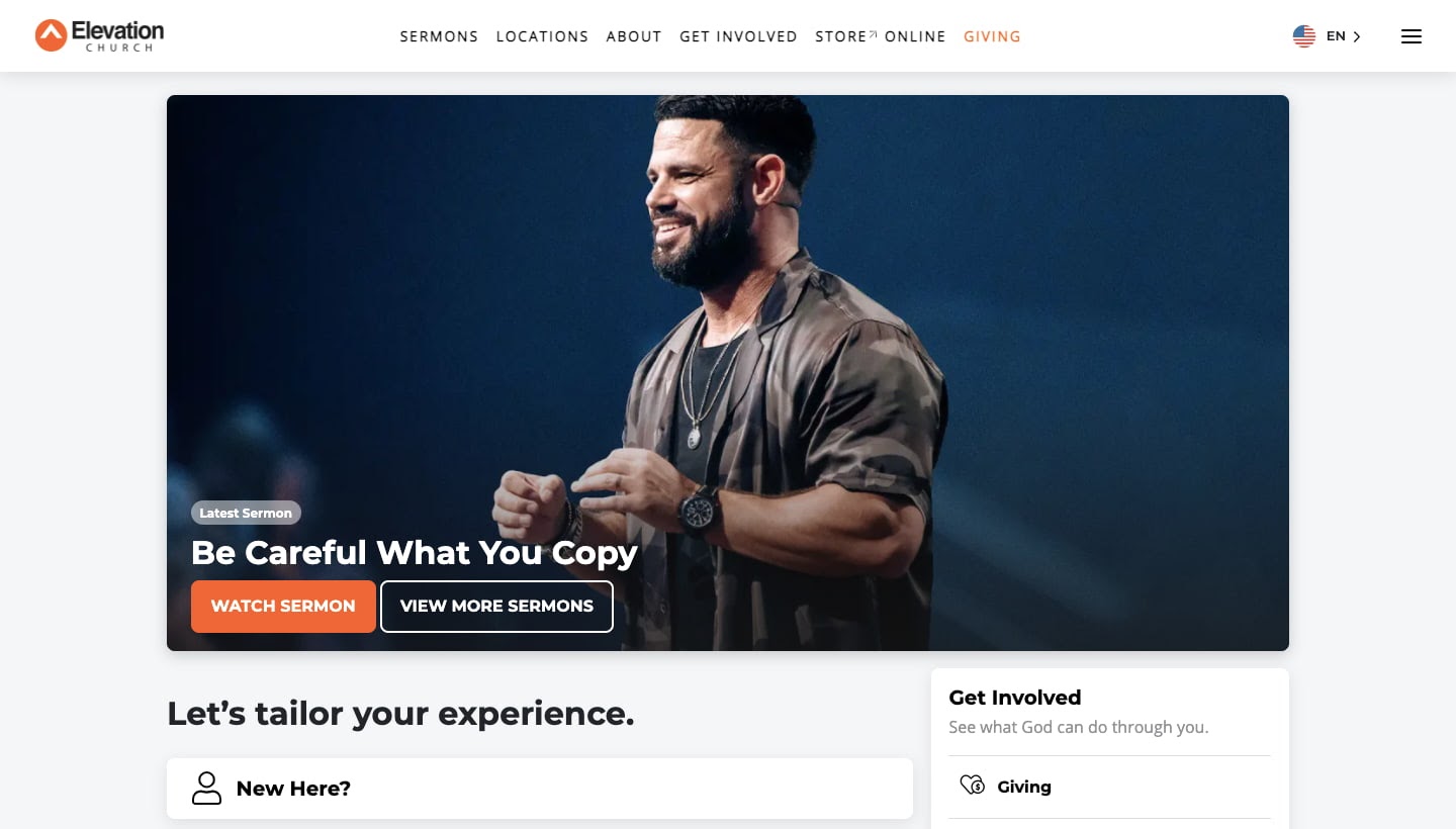church websites: Elevation Church