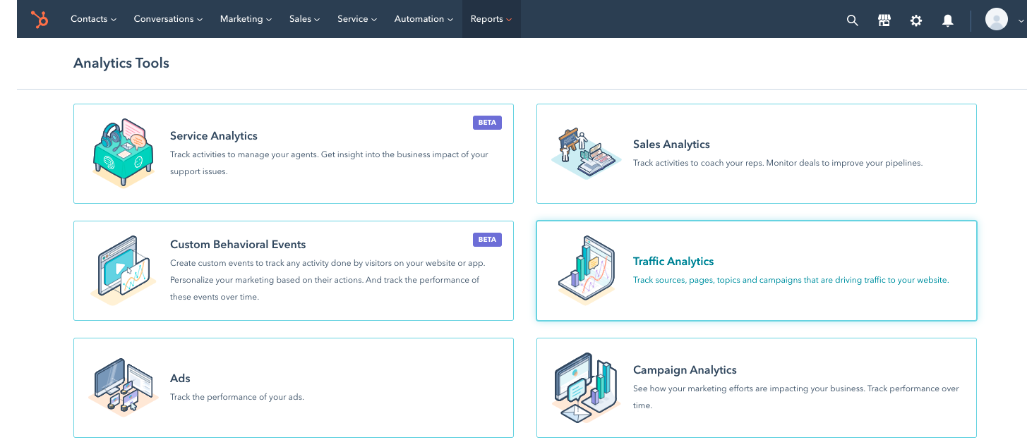 How to Check Website Traffic in CMS Hub: click Traffic Analytics