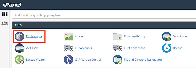 Click File Manager to continue resetting WordPress without a plugin