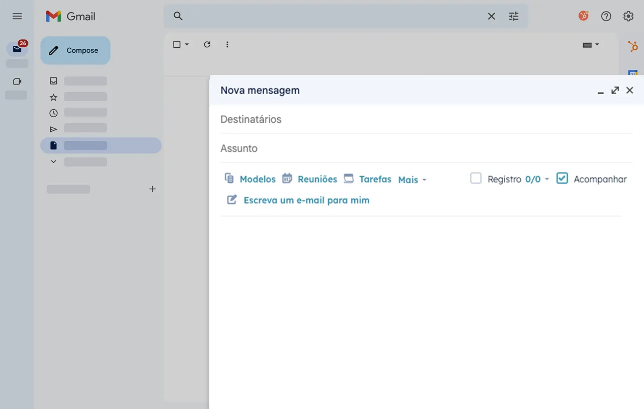 gerador de e-mail da HubSpot conectado ao Gmail
