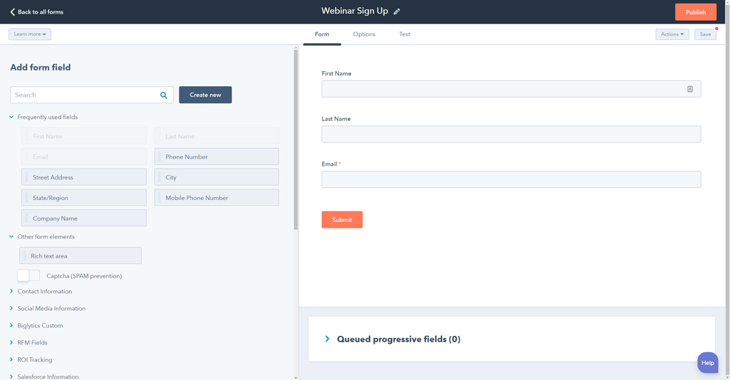 Generate leads with HubSpot web forms.