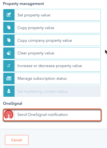 select-onesignal-action