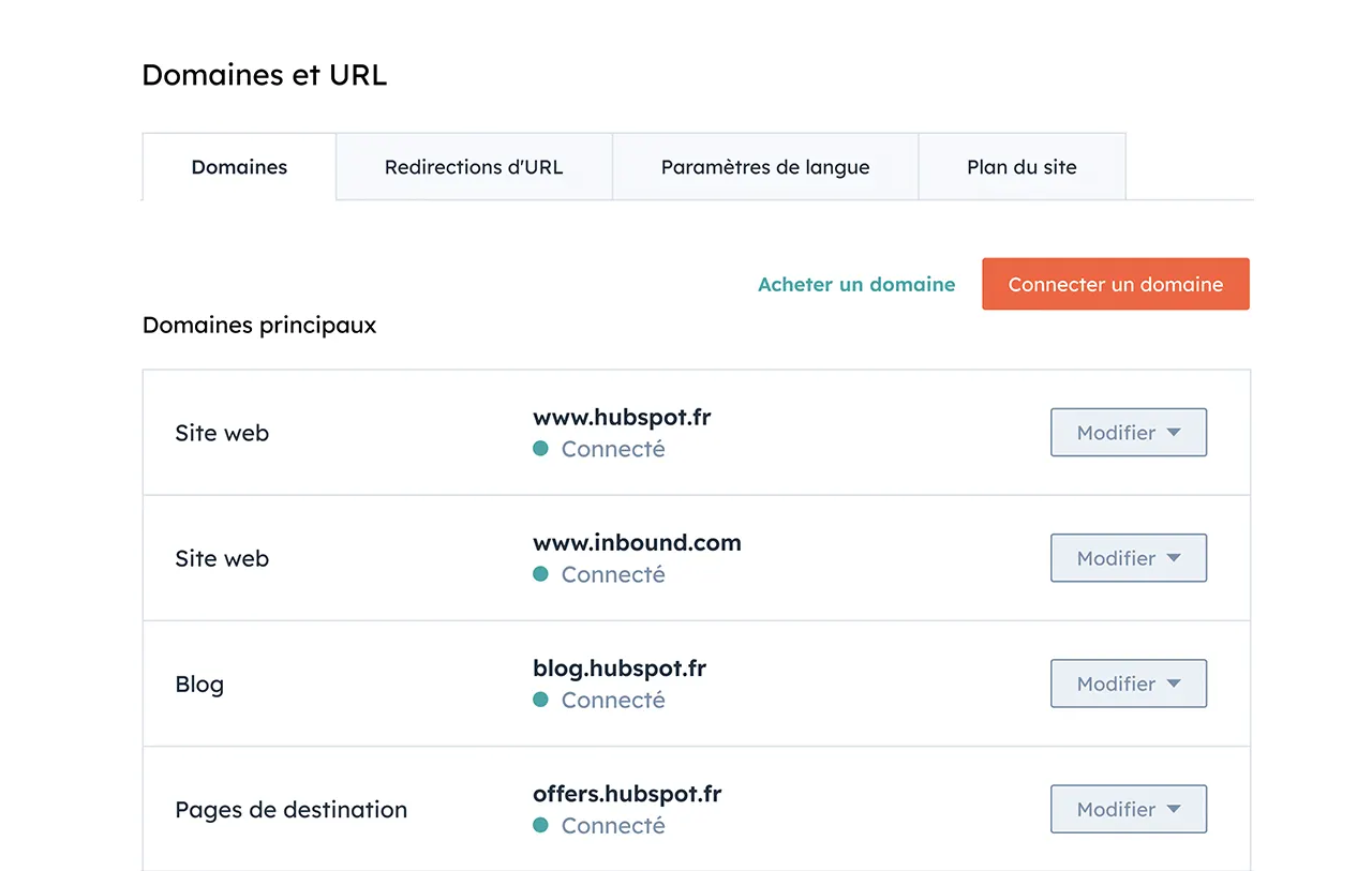 Ajout des domaines et des URL dans HubSpot