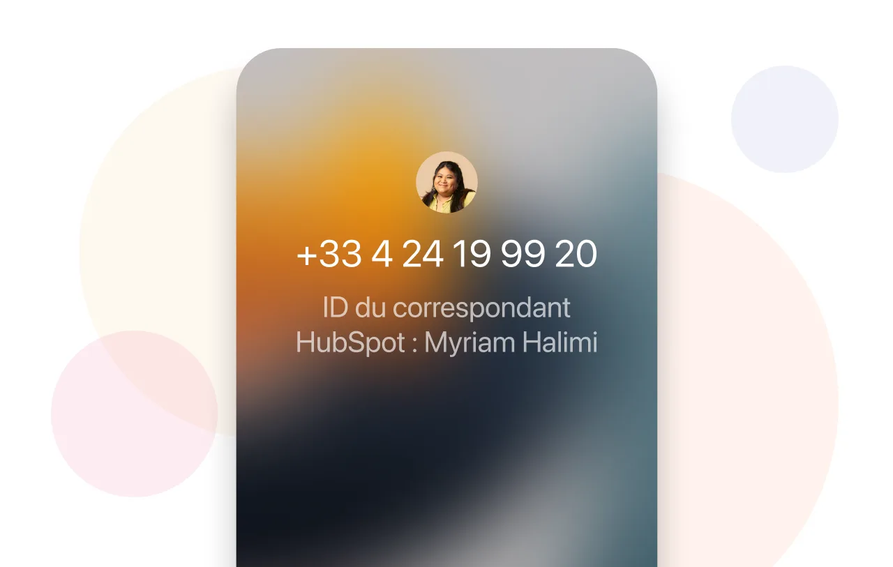 Application CRM mobile HubSpot affichant l'ID du correspondant de l'appel