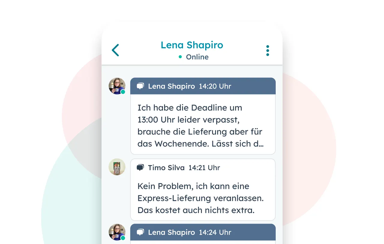 Ein Kundenchat in der Mobile-App von HubSpot