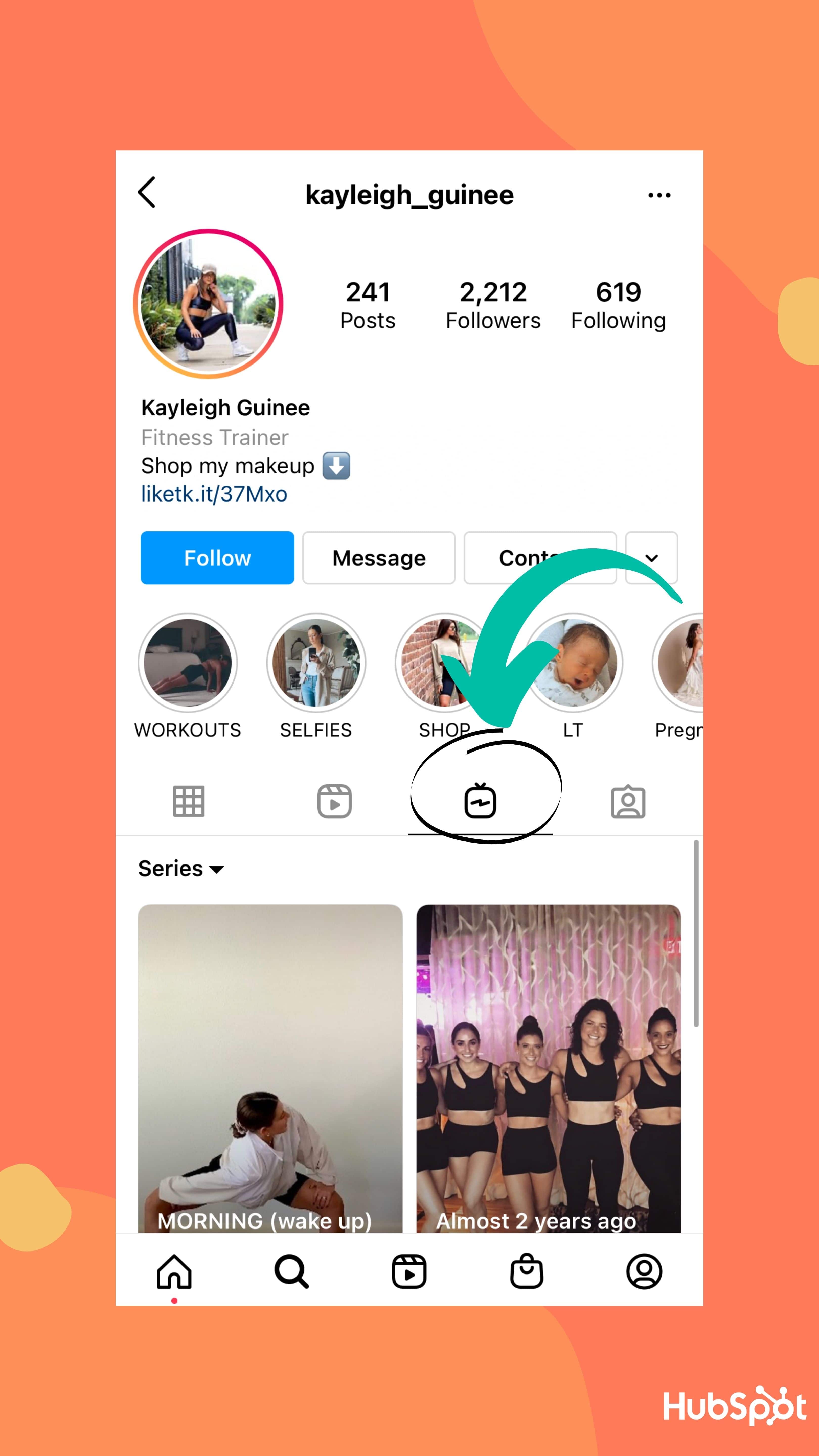 Kayleigh Guinees IGTV section, where her Instagram Live videos are housed after filming