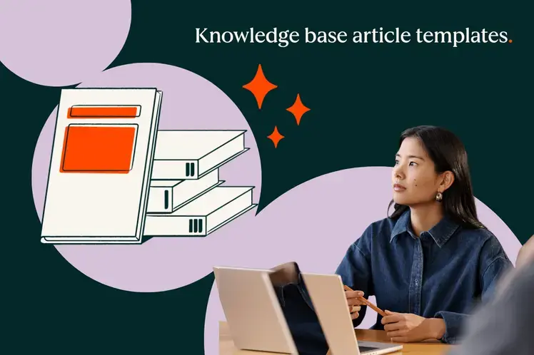 woman writing a knowledge base article using templates