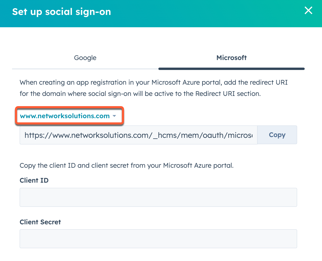 select-new-domain-for-social-sign-in-in-hubspot