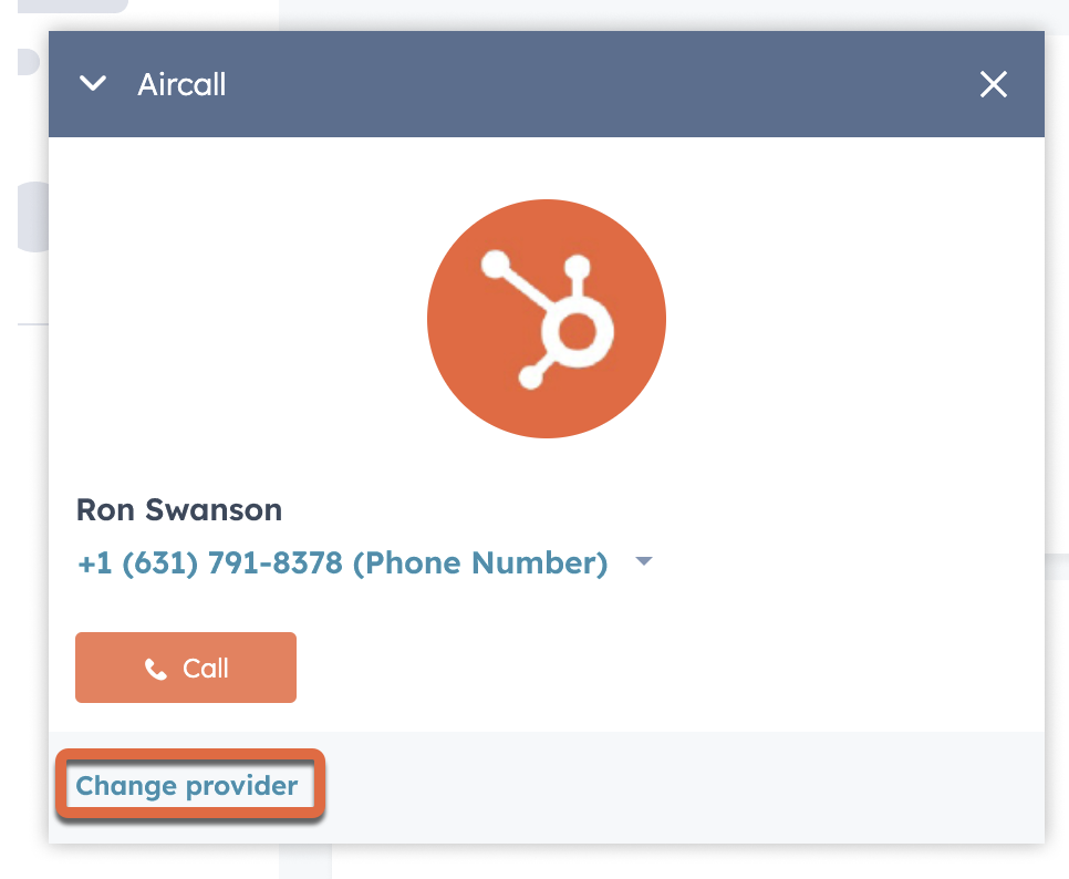 Change provider button in the drag-and-drop call widget