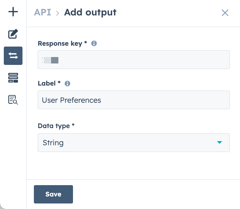 Add output for custom workflow action