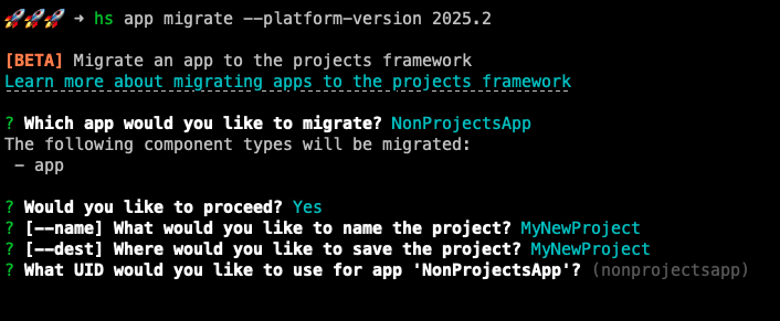 Prompts to migrate an existing app