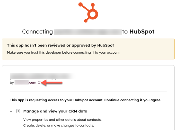 Verified domain within app installation prompt window
