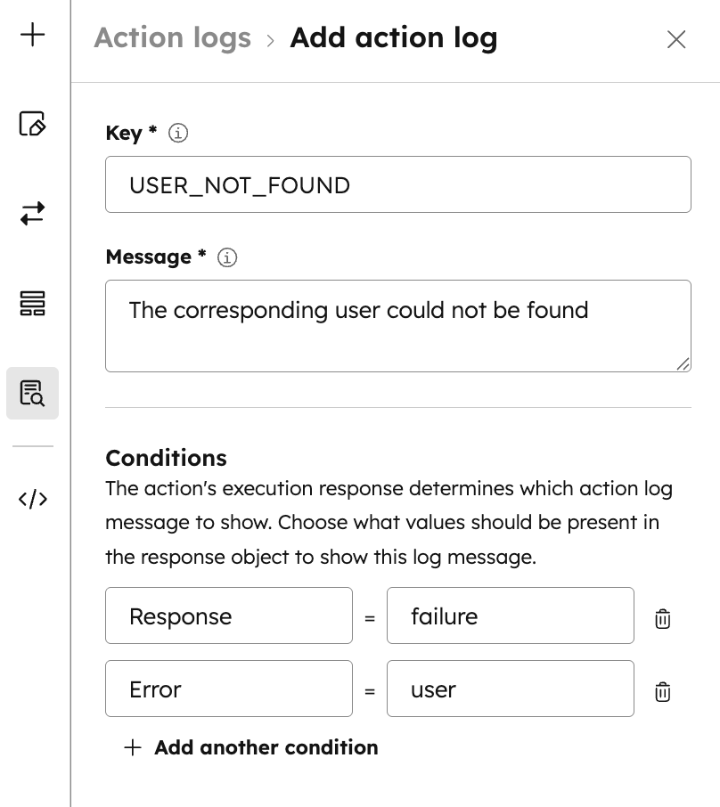 Set up action logs in custom workflow action builder