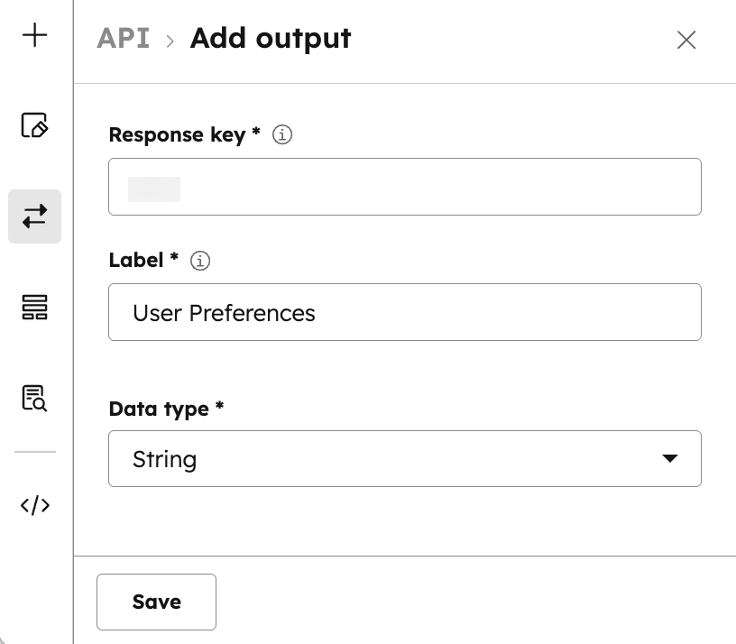 Add output for custom workflow action