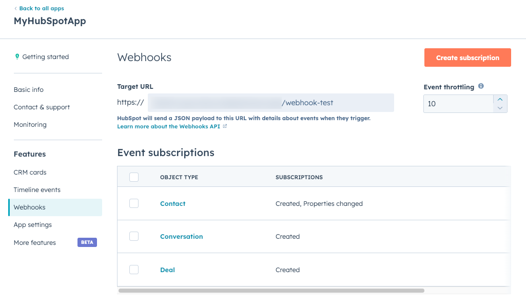 Review webhook settings