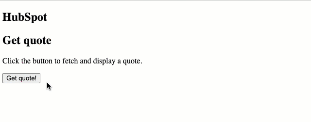 Demonstration of example button that fetches and displays quotes from the Zen Quotes API