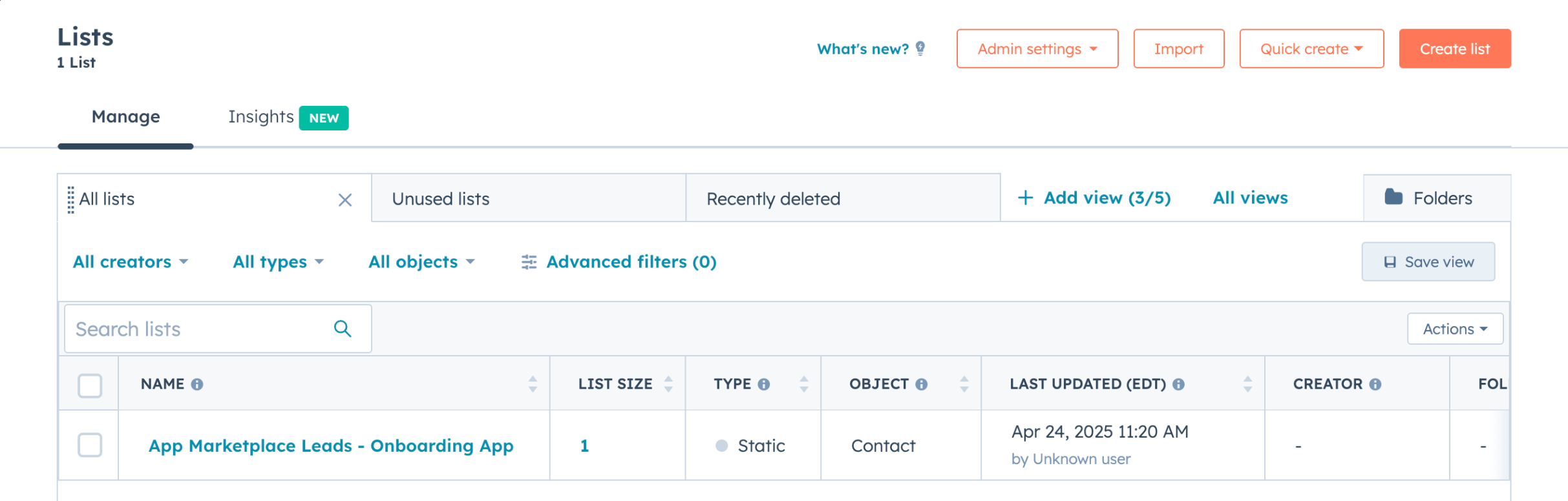 Review list for contacts who interacted with your app listing
