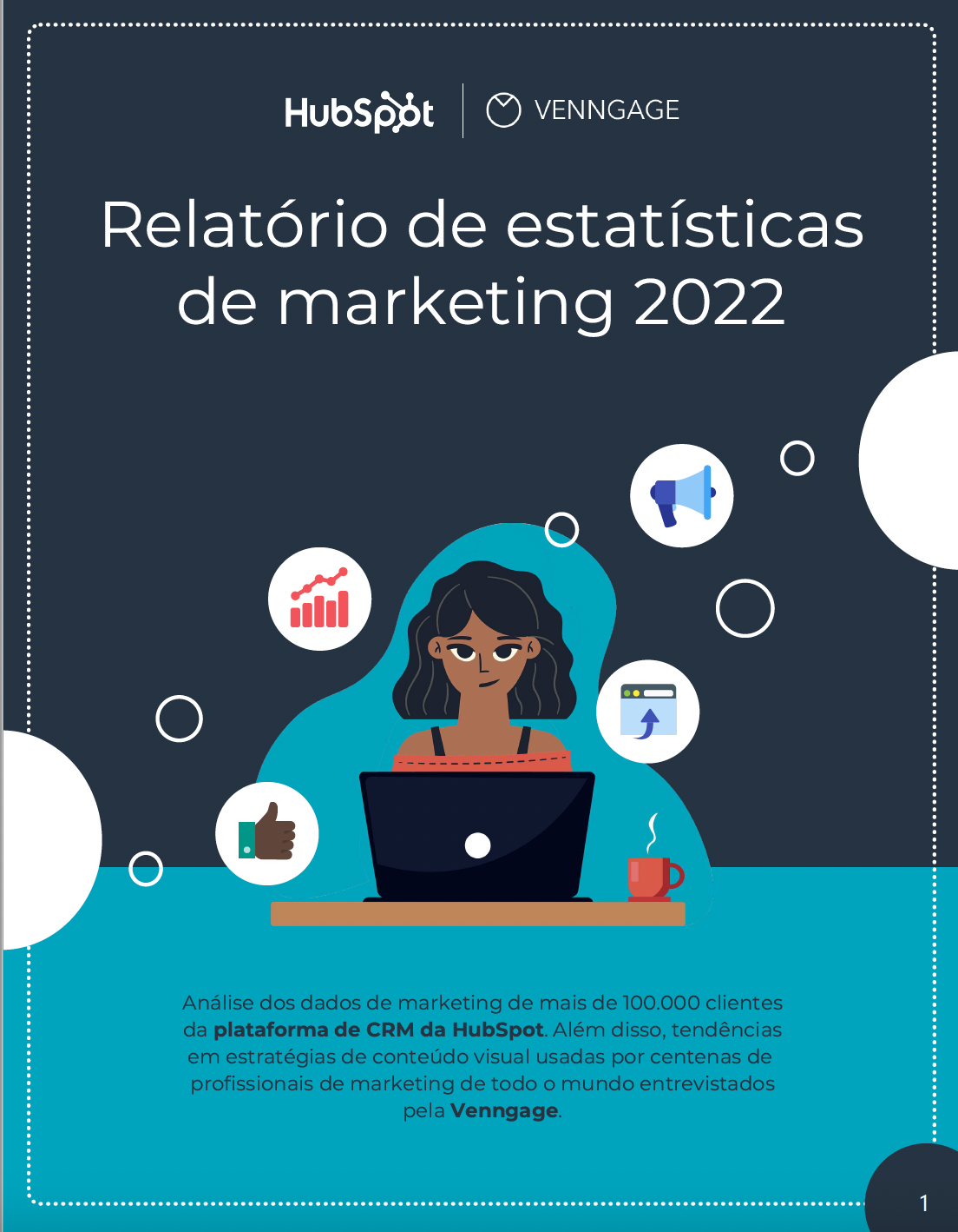 Relatório de Estatísticas de Marketing 2022 - Capa - HubSpot e Venngage