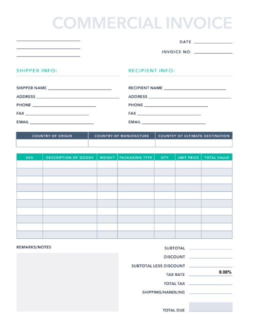 Free Commercial Invoice Template For Pdf Excel Hubspot