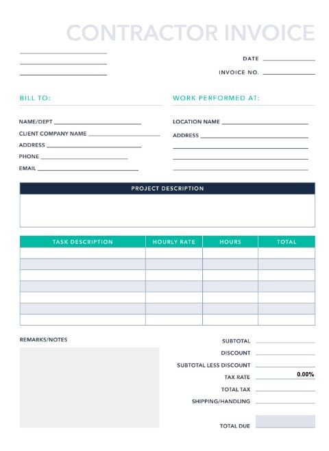 Contractor Invoice Template