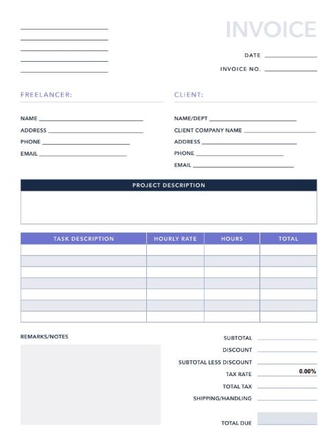 Free Freelance Invoice Template For Pdf Excel Hubspot