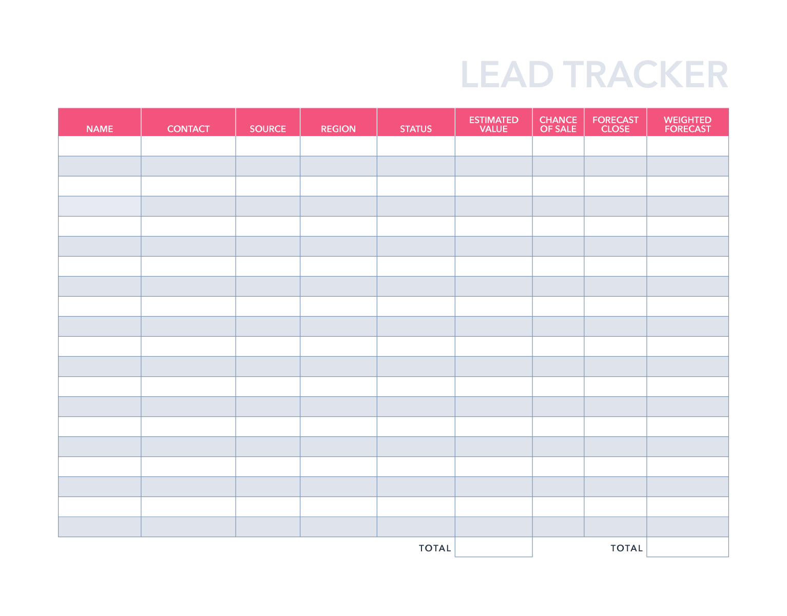 Free Lead Tracking Template