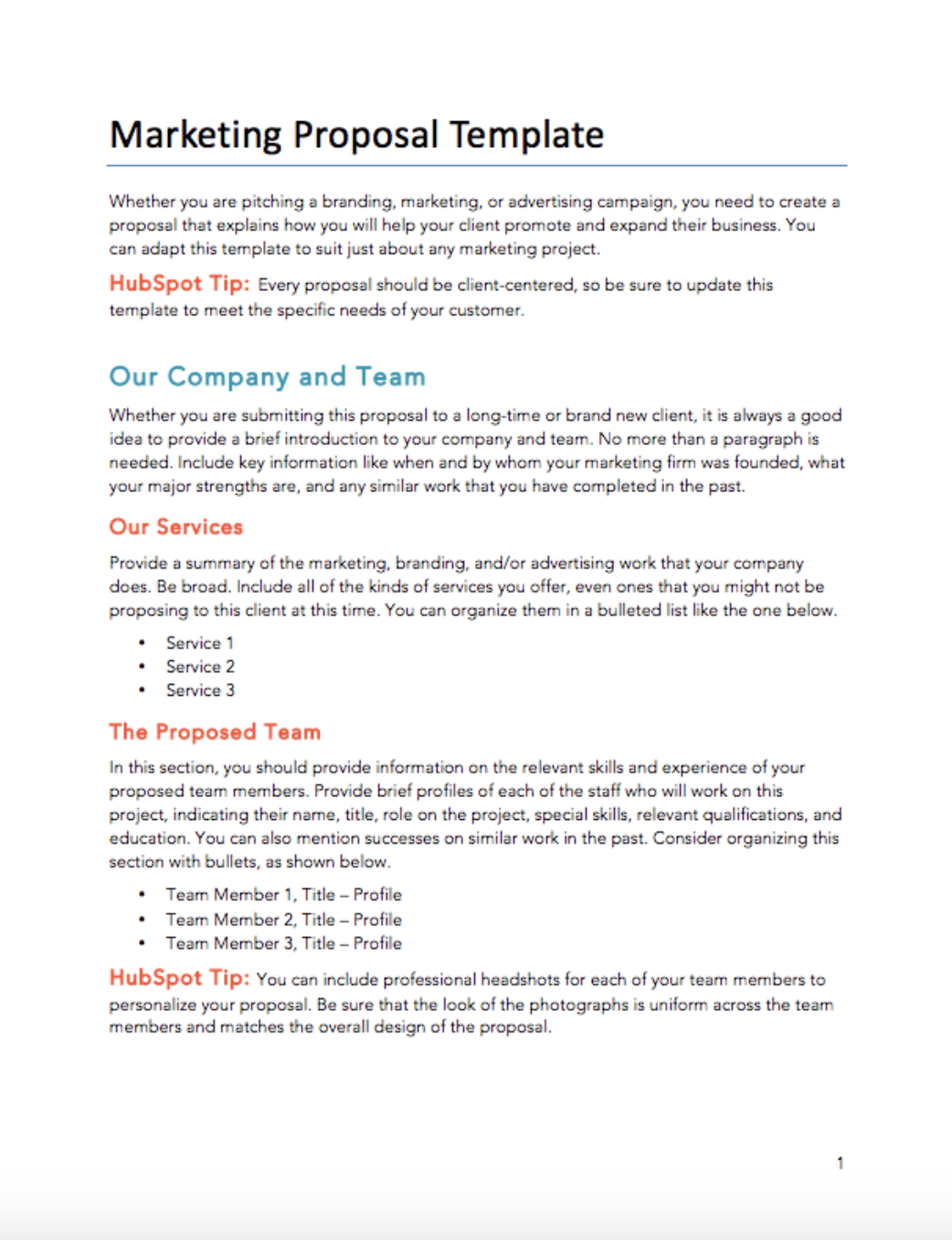 Free Marketing Proposal Template For Pdf Word Hubspot