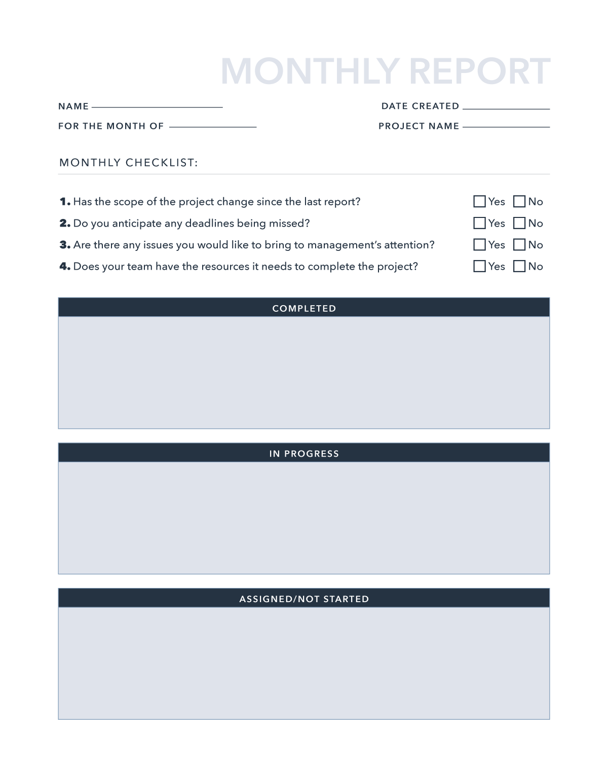 Free Monthly Report Template for PDF  Excel  Word  Google Docs With Staff Progress Report Template