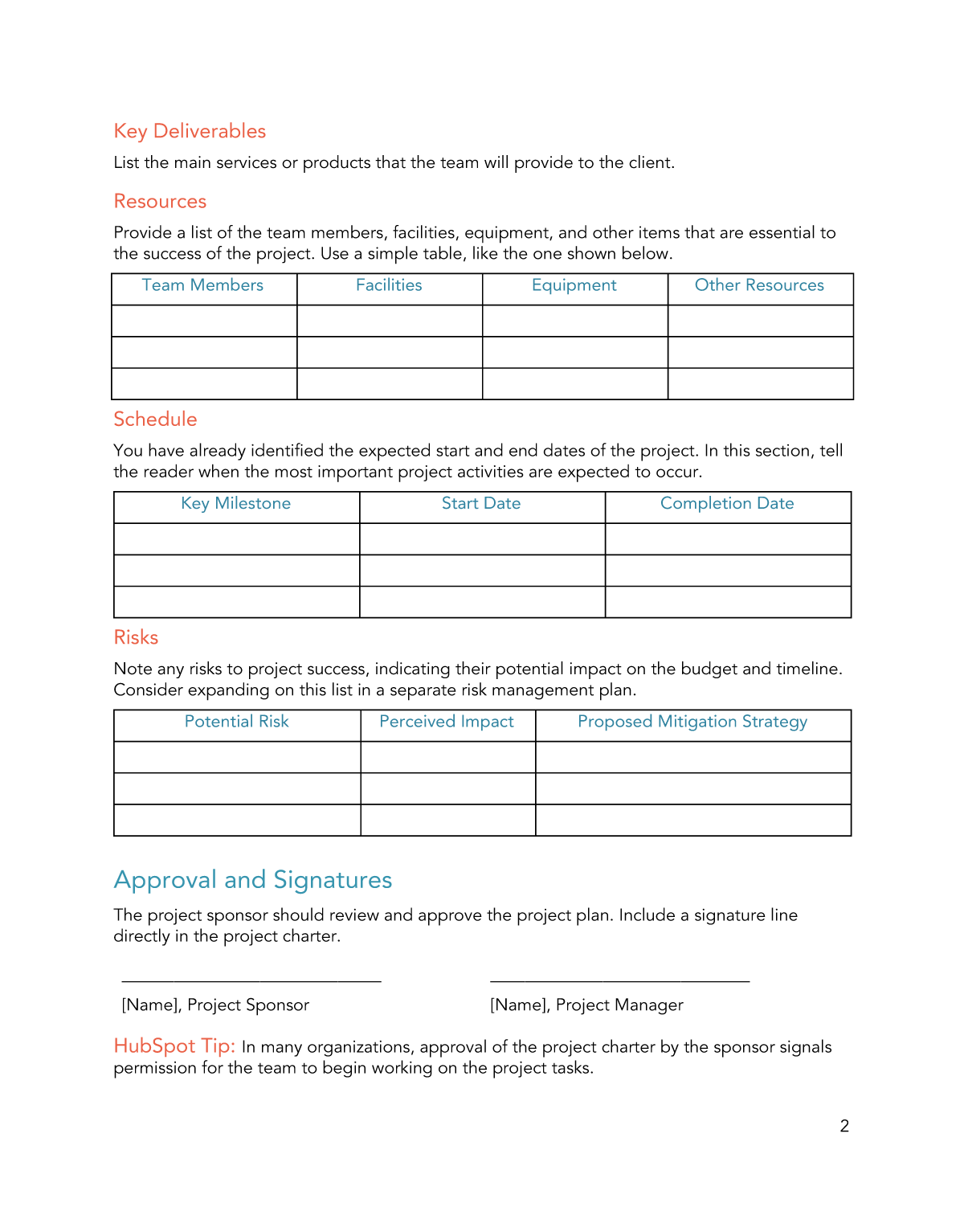Free Project Charter Template for PDF  Word  Google Docs  HubSpot Within Business Charter Template Sample