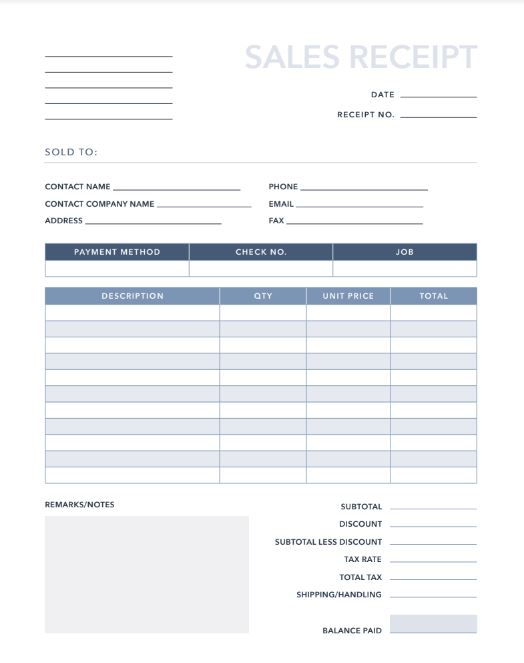 free sales receipt template for pdf excel hubspot