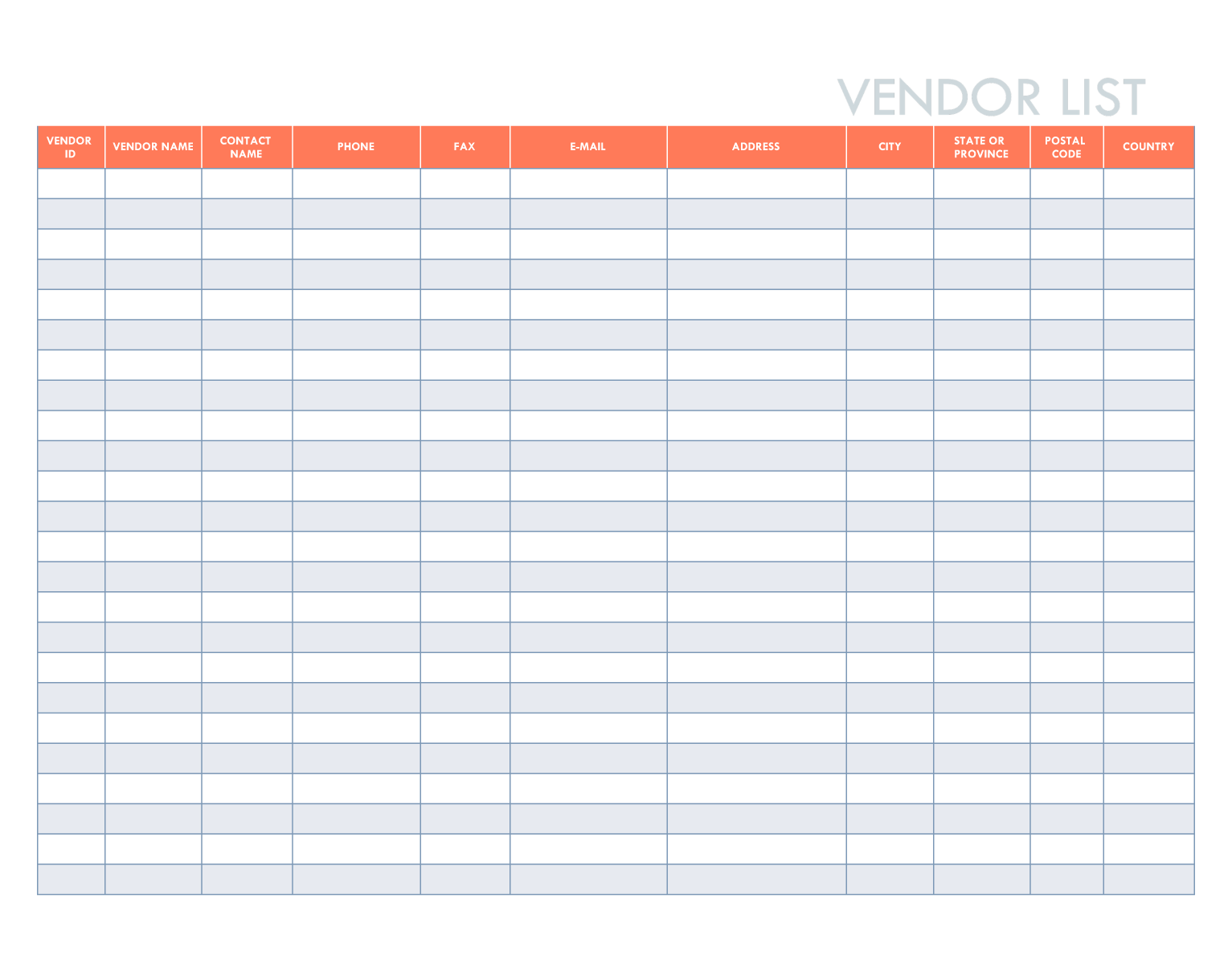 Free Vendor List Template for Excel  Google Sheets  HubSpot Throughout Business Directory Template Free