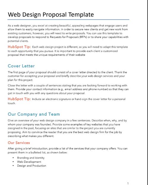Free Web Design Proposal Template For Pdf Word Hubspot