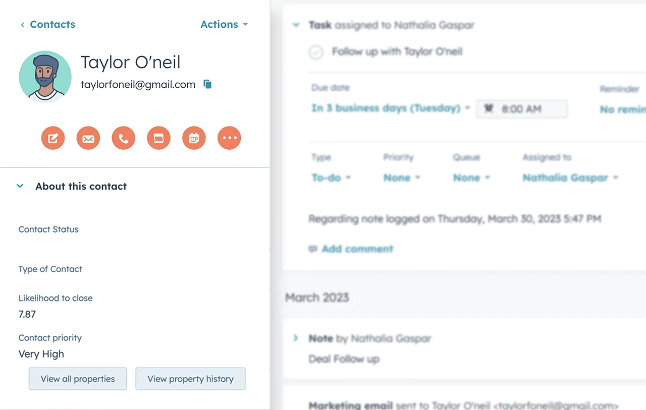 HubSpot's lead scoring tool showing automated lead scoring