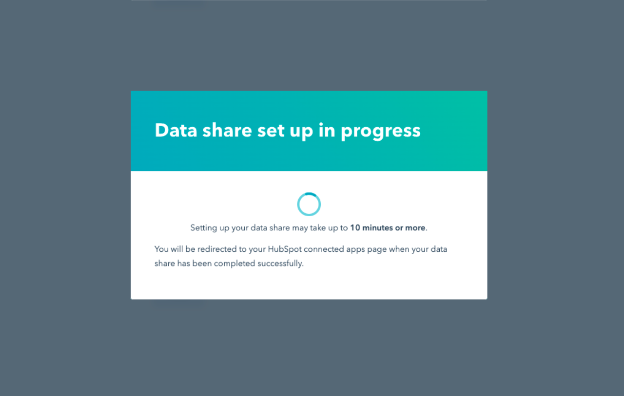 screen of Data share loading